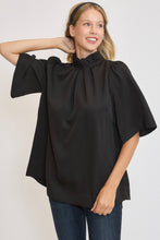 Load image into Gallery viewer, Umgee Bow Tie Back Mock Neck Half Sleeve Blouse
