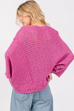 Load image into Gallery viewer, SAGE + FIG Distressed Asymmetrical Open Stitch Sweater
