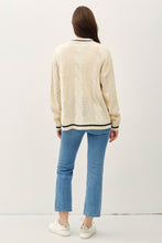 Load image into Gallery viewer, Be Cool Contrast Trim Cable-Knit V-Neck Cardigan
