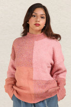 Load image into Gallery viewer, VERY J Color Block Mock Neck Drop Shoulder Sweater
