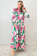 Load image into Gallery viewer, Printed Notched Long Sleeve Maxi Dress
