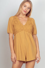 Load image into Gallery viewer, VERY J Lace Detail Puff Sleeve Romper with Pockets
