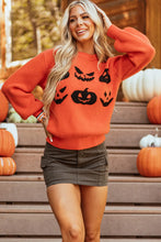 Load image into Gallery viewer, Pumpkin Pattern Round Neck Sweater
