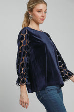 Load image into Gallery viewer, Umgee Polka Dot Lace Long Sleeve Round Neck Blouse
