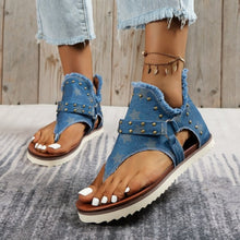 Load image into Gallery viewer, Studded Raw Hem Flat Sandals
