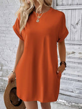 Load image into Gallery viewer, Pocketed Round Neck Short Sleeve Dress
