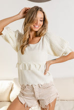 Load image into Gallery viewer, BiBi Tassel Detail Textured Square Neck Sweater

