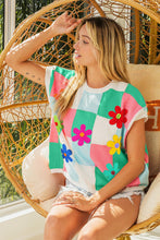 Load image into Gallery viewer, BiBi Flower Patch Checkered Sweater Vest
