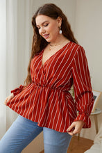 Load image into Gallery viewer, Melo Apparel Plus Size V-Neck Frill Trim Blouse
