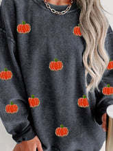 Load image into Gallery viewer, Pumpkin Round Neck Long Sleeve Sweatshirt
