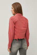 Load image into Gallery viewer, RISEN Raw Hem Button Up Cropped Denim Jacket
