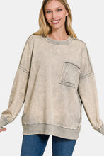 Load image into Gallery viewer, Zenana Exposed Seam Round Neck Dropped Shoulder Sweatshirt
