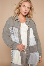 Load image into Gallery viewer, POL Raw Hem Patchwork Dropped Shoulder Jacket
