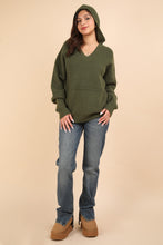 Load image into Gallery viewer, VERY J Seam Detail Drop Shoulder Hooded Sweater
