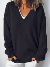 Load image into Gallery viewer, V-Neck Dropped Shoulder Sweater
