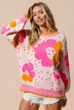 Load image into Gallery viewer, BiBi Flower Pattern Contrast Sweater
