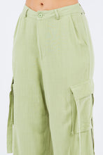 Load image into Gallery viewer, American Bazi Linen Wide Leg Cargo Pants
