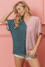 Load image into Gallery viewer, BiBi US Flag Themed Color Block Short Sleeve T-Shirt
