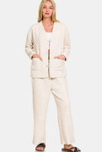 Load image into Gallery viewer, Zenana Quilted Button Up Long Sleeve Top and Pants Lounge Set
