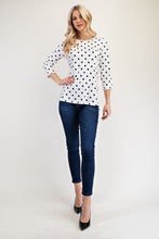 Load image into Gallery viewer, Celeste Full Size Polka Dot Round Neck Three-Quarter Sleeve T-Shirt
