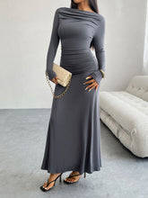 Load image into Gallery viewer, Devine Ruched Long Sleeve Maxi Dress
