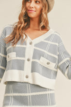 Load image into Gallery viewer, MABLE Plaid Button Down Sweater Cardigan and Mini Skirt Set
