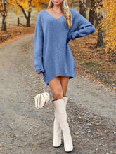 Load image into Gallery viewer, V-Neck Dropped Shoulder Sweater Dress
