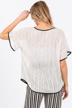 Load image into Gallery viewer, GeeGee Contrast Trim Short Sleeve Knit Cover Up
