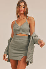 Load image into Gallery viewer, MABLE 3 Pieces Sweater Set with Crop Cami, Mini Skirt, Cardigan
