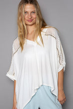 Load image into Gallery viewer, POL Oversize V-Neck Crochet Lace Contrast Studded Top
