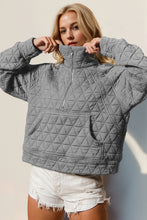 Load image into Gallery viewer, Double Take Half Zip Long Sleeve Quilted Sweatshirt with Pocket

