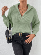Load image into Gallery viewer, Honey Half Zip Dropped Shoulder Sweater
