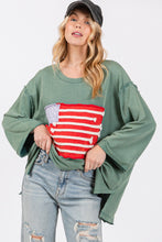 Load image into Gallery viewer, SAGE + FIG Full Size American Flag Patch Drop Shoulder T-Shirt
