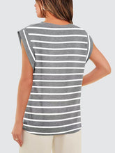 Load image into Gallery viewer, Striped Round Neck Cap Sleeve T-Shirt
