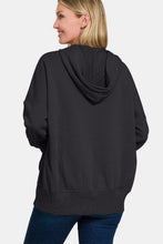 Load image into Gallery viewer, Zenana Half Snap Long Sleeve Hoodie with Kangaroo Pocket
