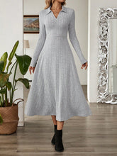 Load image into Gallery viewer, Ribbed Johnny Collar Long Sleeve Dress
