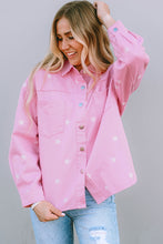 Load image into Gallery viewer, Star Pattern Button Up Slit Denim Jacket
