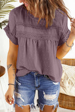 Load image into Gallery viewer, Swiss Dot Decorative Button Short Sleeve Blouse
