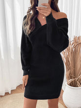 Load image into Gallery viewer, Perfee Surplice Long Sleeve Sweater Dress
