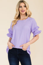 Load image into Gallery viewer, Celeste Full Size Ruffle Short Sleeve Texture Top
