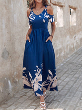 Load image into Gallery viewer, Printed Cold Shoulder Short Sleeve Maxi Dress
