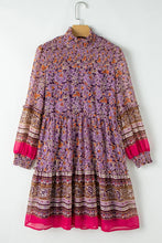 Load image into Gallery viewer, Smocked Floral Turtleneck Long Sleeve Dress
