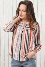 Load image into Gallery viewer, Multicolored Stripe Notched Neck Top

