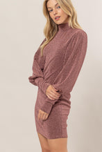 Load image into Gallery viewer, HYFVE Glitter Mock Neck Long Sleeve Mini Dress
