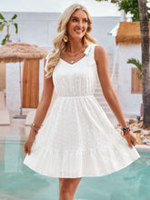 Load image into Gallery viewer, Ruffle Hem Sleeveless Eyelet Mini Dress
