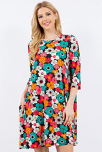 Load image into Gallery viewer, Celeste Full Size Floral Three-Quarter Sleeve Dress with Pockets
