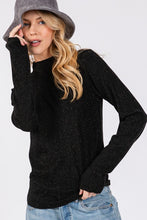 Load image into Gallery viewer, SAGE + FIG Glitter Mock Neck Lettuce Hem Long Sleeve Top
