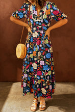 Load image into Gallery viewer, Printed V-Neck Half Sleeve Midi Dress

