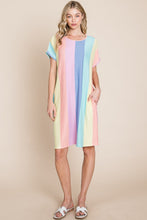 Load image into Gallery viewer, BOMBOM Striped Short Sleeve Dress with Pockets
