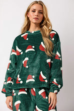 Load image into Gallery viewer, Christmas Hat Pattern Round Neck Long Sleeve Top and Pants Set
